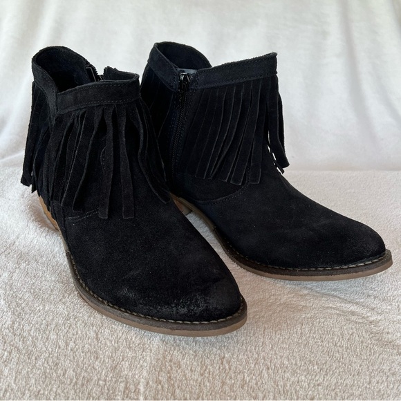 PRIMA DONNA BLACK SUEDE LEATHER FRINGE WESTERN ANKLE BOOTIES BLOCK HEEL SIZE 8.5 - Picture 13 of 14